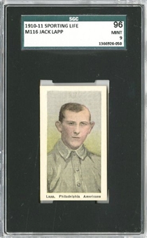 1910-11 M116 Sporting Life Jack Lapp, "300 Subjects" Back - SGC 96 MINT 9 "1 of 1!"